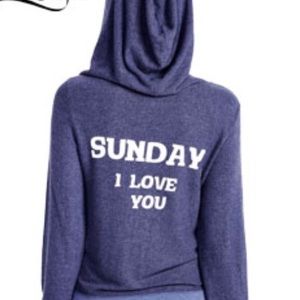 Wildfox small “Sunday, I love you” blue sweatshirt